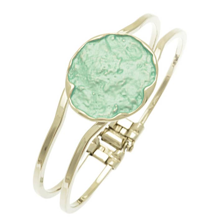 Mint Green Painted One Size Hinged Bangle for wholesale by Miss Milly Limited