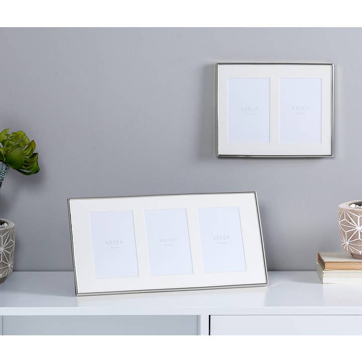 Gdeco - Wholesale Picture Frame - Nickel Silver Diptych Photo Frame With Paspartu1