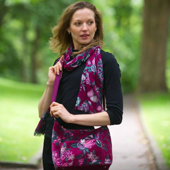 Printed Velvet Hobo Bag for wholesale by Earth Squared