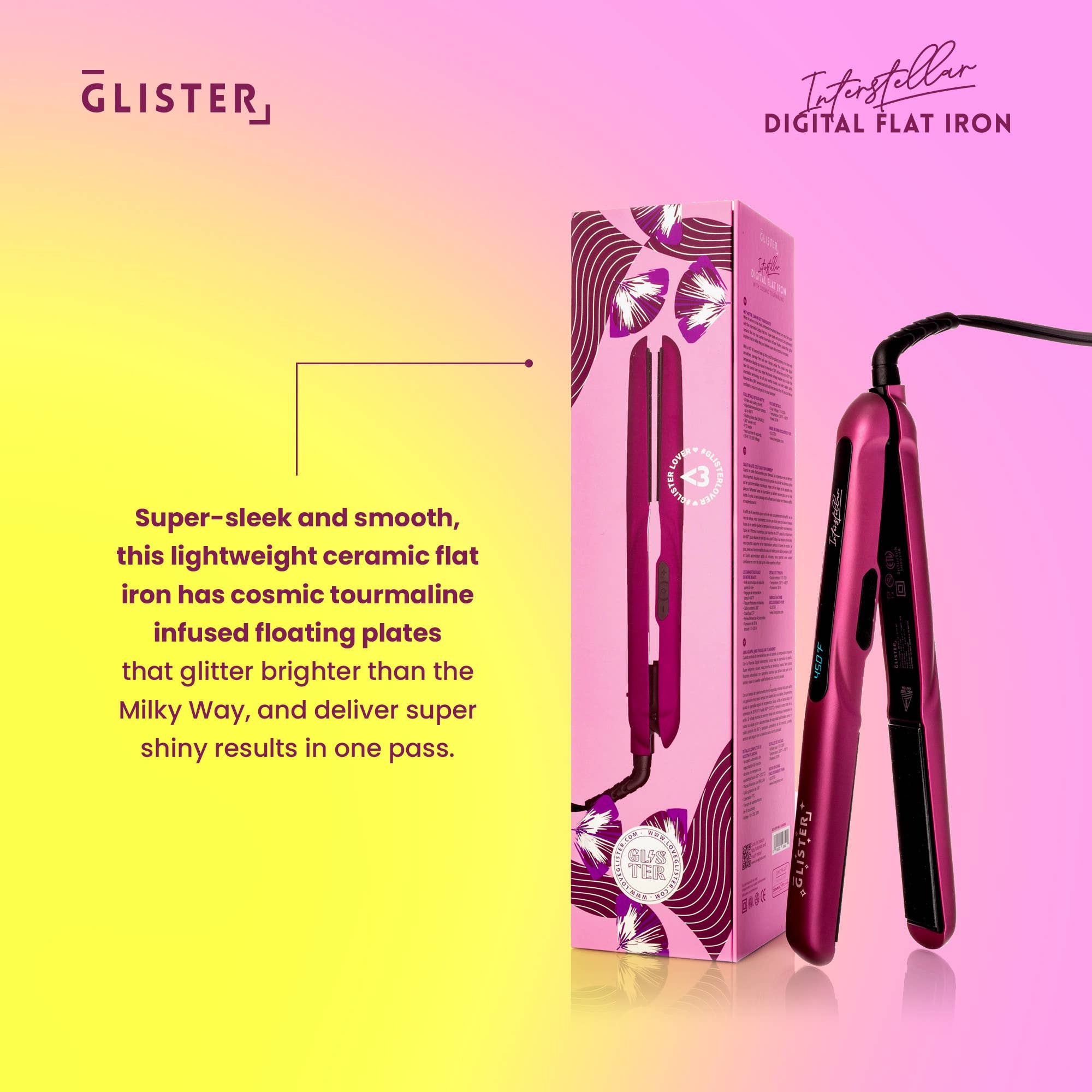 Glister - Wholesale Straightener/Flat Iron - Glister 1.25" Digital Tourmaline Flat Iron Purple w/ Display18