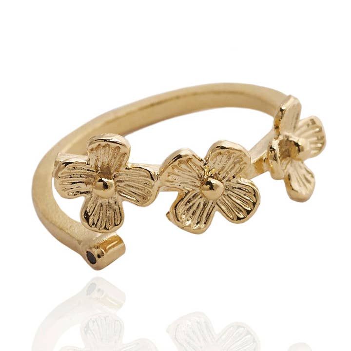 18K Gold Vermeil Adjustable Blossom Statement Ring for wholesale by ABW Designs LLC