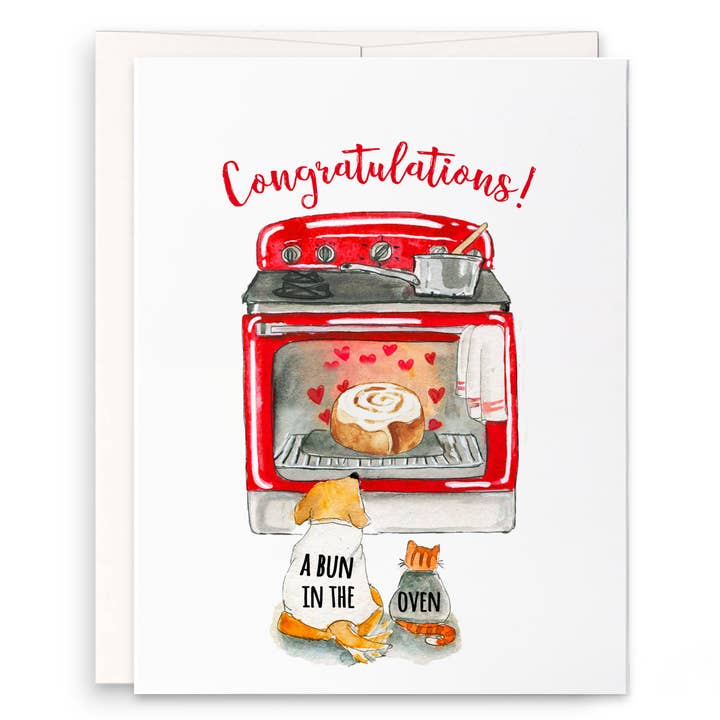 Chignon dans le four - Carte de bébé drôle pour la vente par Liyana Studio