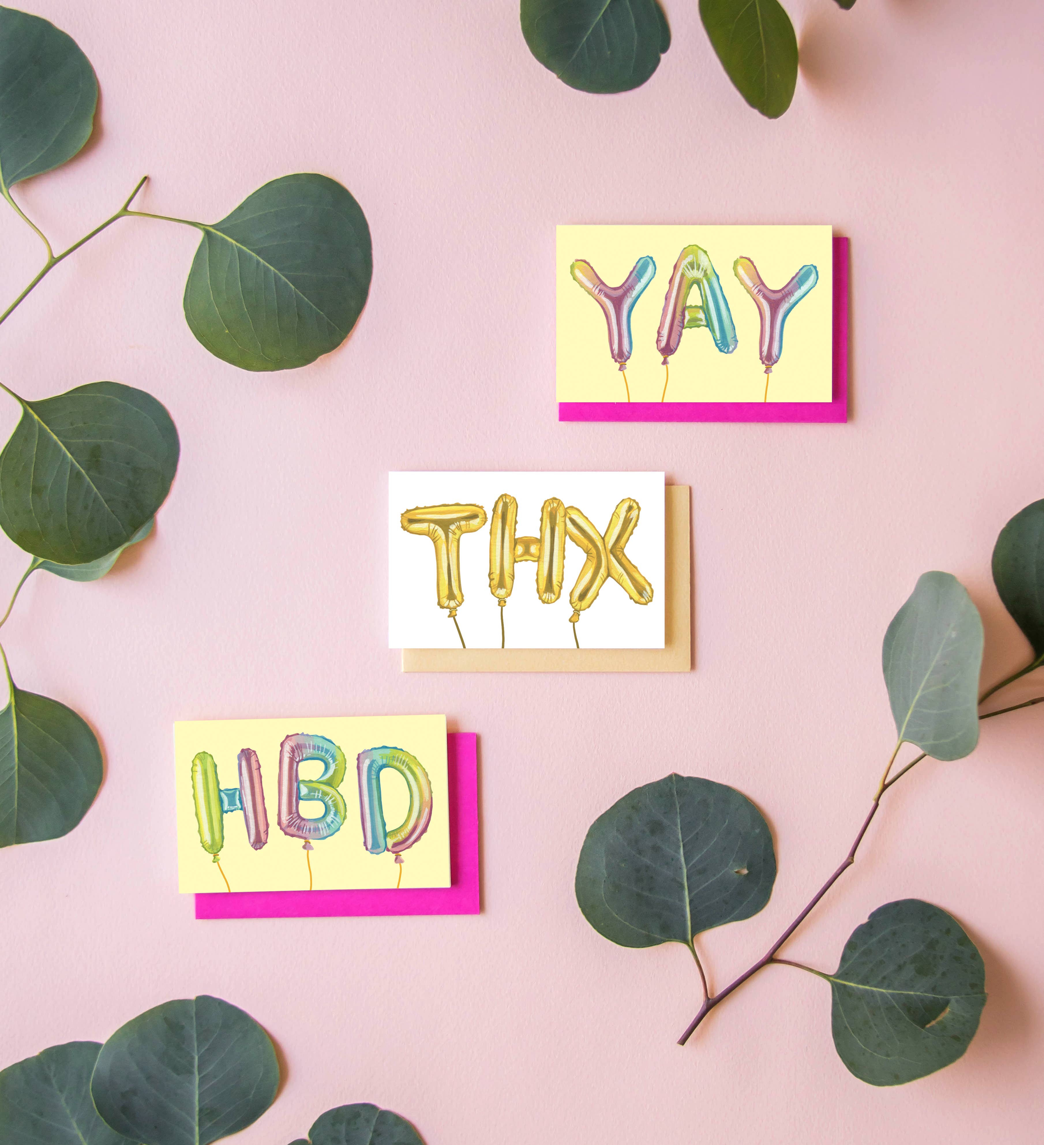 Yeppie Paper - Wholesale Thank You Card - THX Balloons Mini Enclosure Thank You Card1