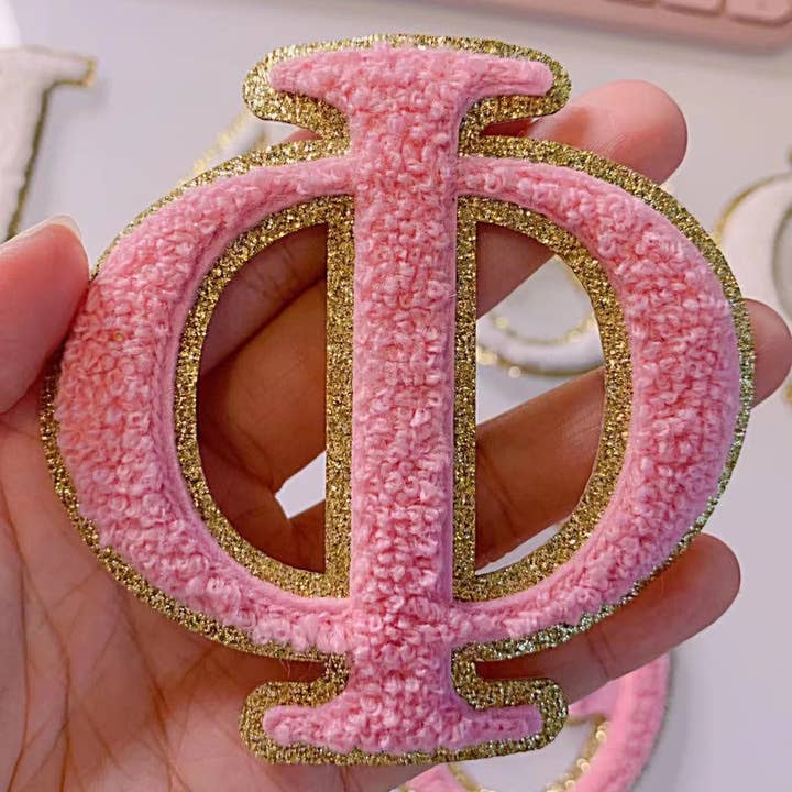 Chicbaby LLC - Wholesale Patch - 3 inch Iron on Greek letter, Pink, Chenille Letter, Sorority3