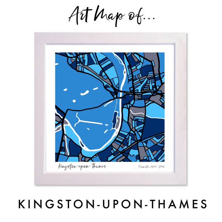 KINGSTON-UPON-THAMES KONSTKARTA - HANDRITAD OCH BEGRÄNSAD UPPLAGA för wholesale av Firewater Gallery