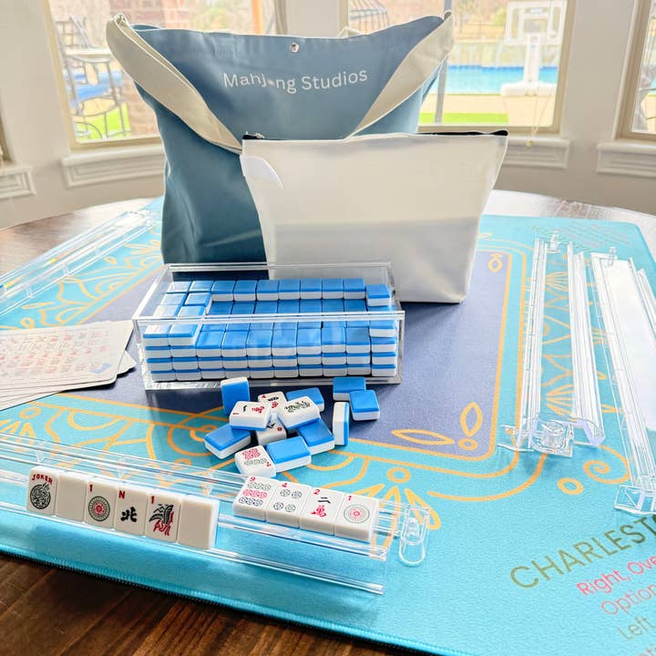 Blue Mahjong Tiles Bundle – American Mahjong 166 Tiles, Studio Tiles Clear Racks Midnight Luxe for wholesale by Mahjong Studios