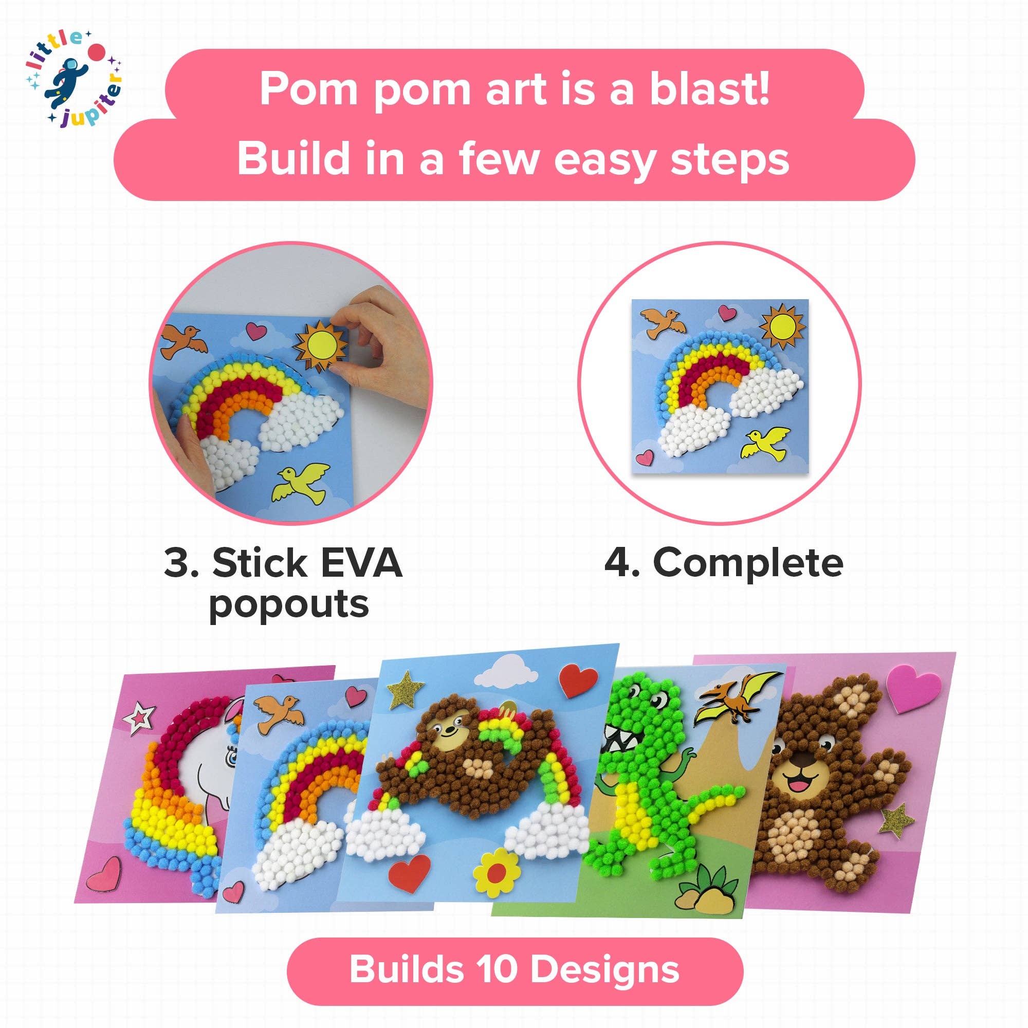 AYK Brand - Wholesale Doe-het-zelf-knutselset - Kinderen - DIY Pomponkunst - 10 stuks (Set 3)3