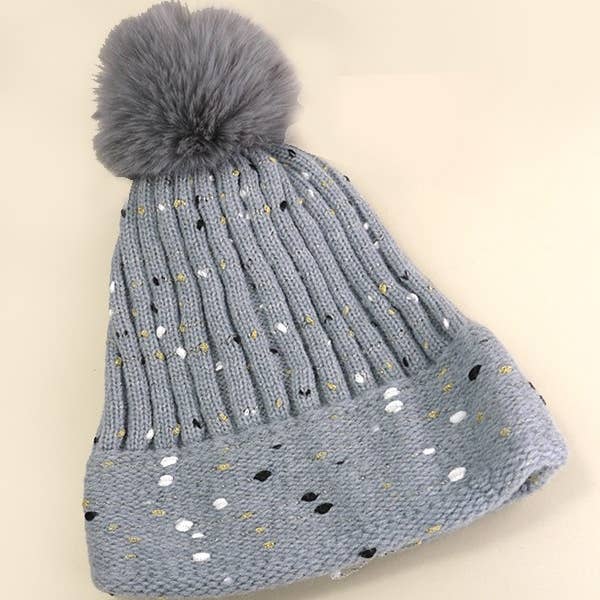 JOSSLYN by wall to wall - Vente Bonnet – femme - BONNET À POMPON EN FAUSSE FOURRURE À PAILLETTES | 40BN9112