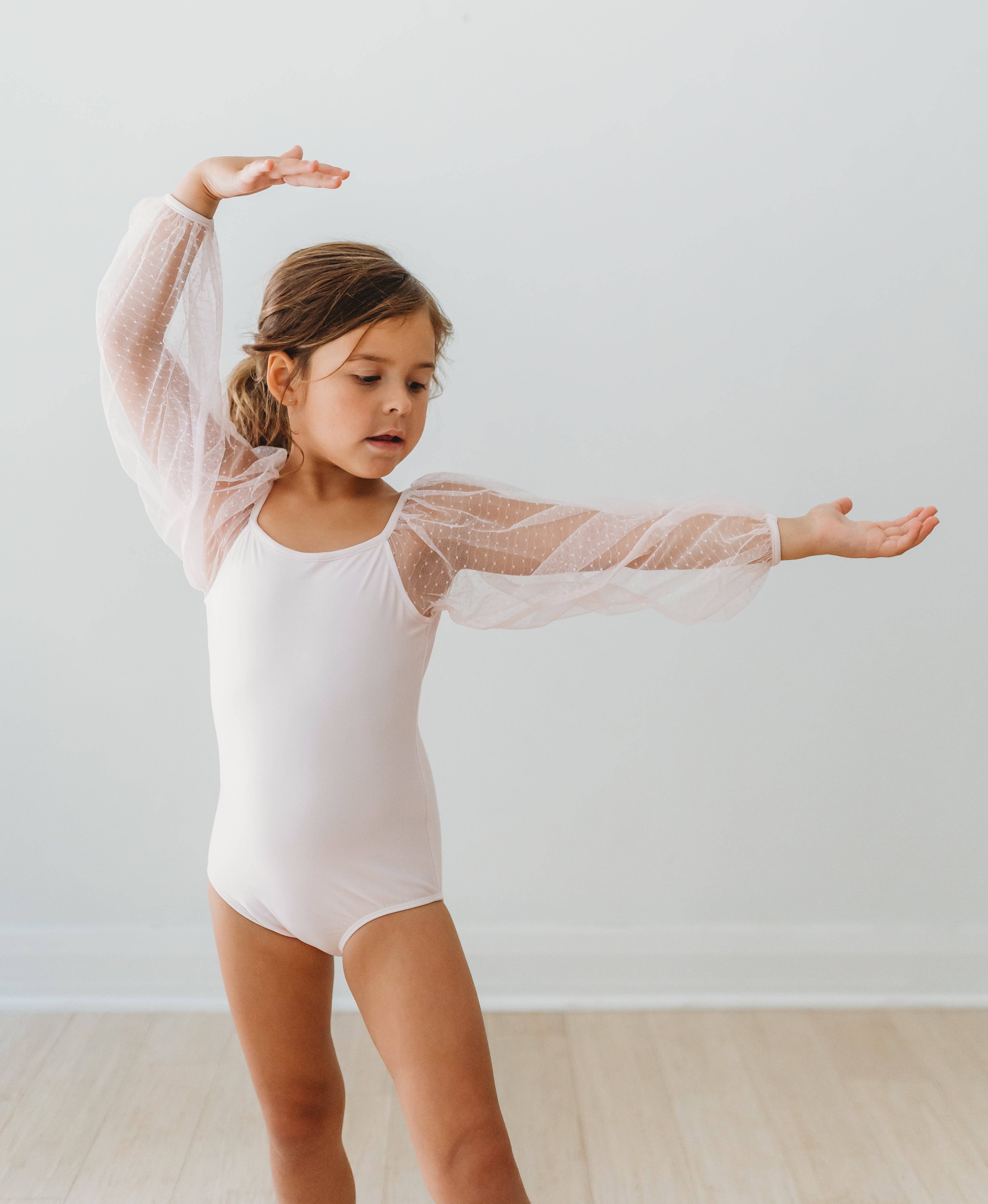 Cheeky Plum - Wholesale Leotard - Kids - Mesh Long Sleeve Leotard - Pink Bliss6