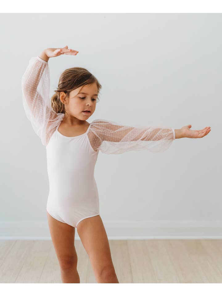 Cheeky Plum - Wholesale Leotard - Kids - Mesh Long Sleeve Leotard - Pink Bliss6