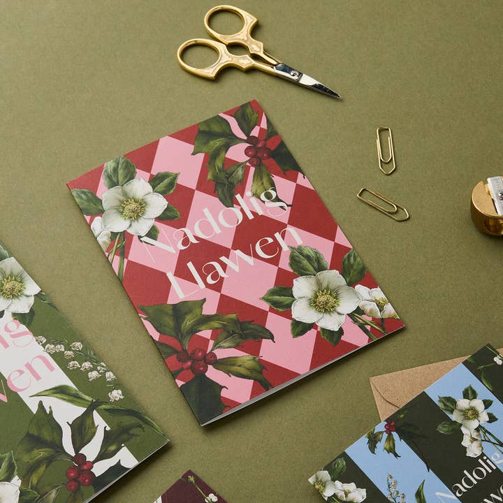 Catherine Lewis Design - Wholesale Christmas card - Nadolig Llawen - Carnivalesque -Cymraeg/Welsh Christmas Card1