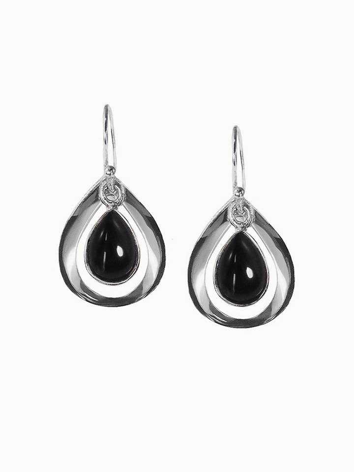 Sivalya Black Onyx Earrings Silver - Aura Drops for wholesale by Sivalya