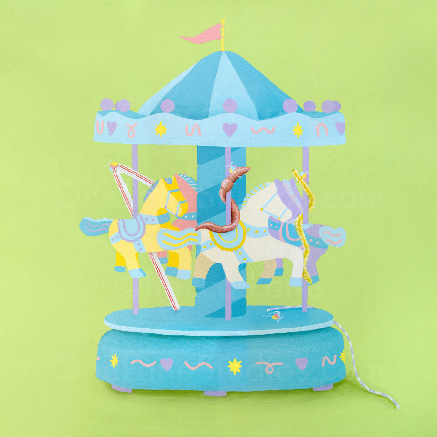One Lane Studios - Wholesale Art Print - Waldron's Long Weekend (Worm Carousel) Print1
