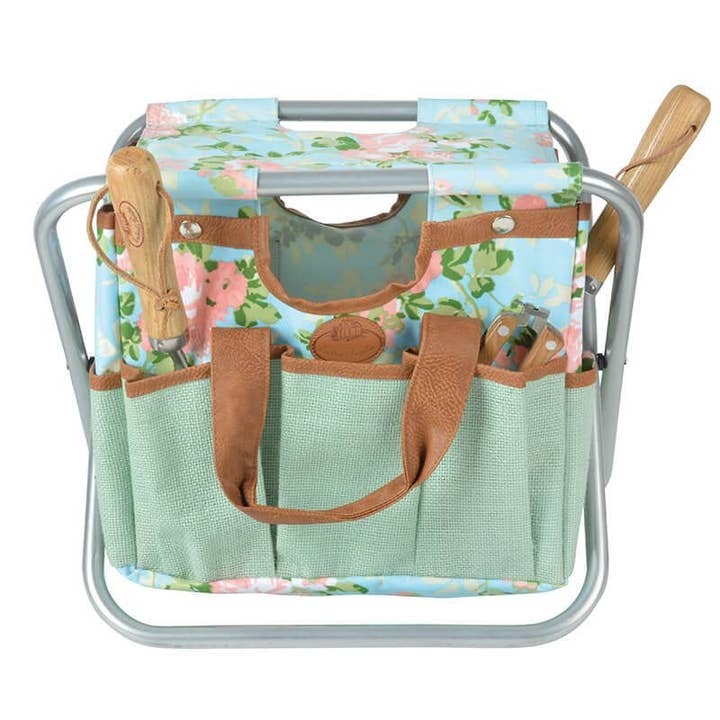 Rose Print Tool Stool, Canvas for wholesale by Esschert Design USA