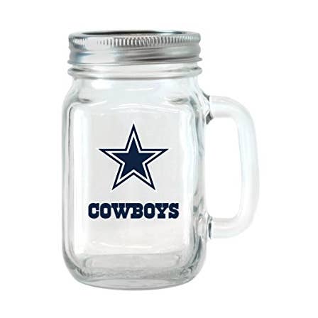 Bocal Mason 16 oz NFL Dallas Cowboys avec poignée pour la vente par Gulf Coast Sales