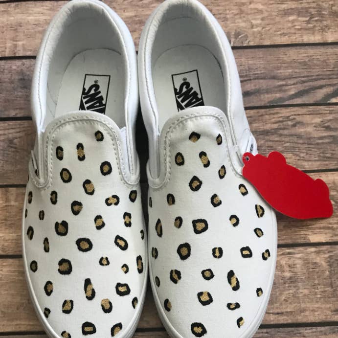 Black and Gold Cheetah Print Vans for wholesale by With Love, Paint