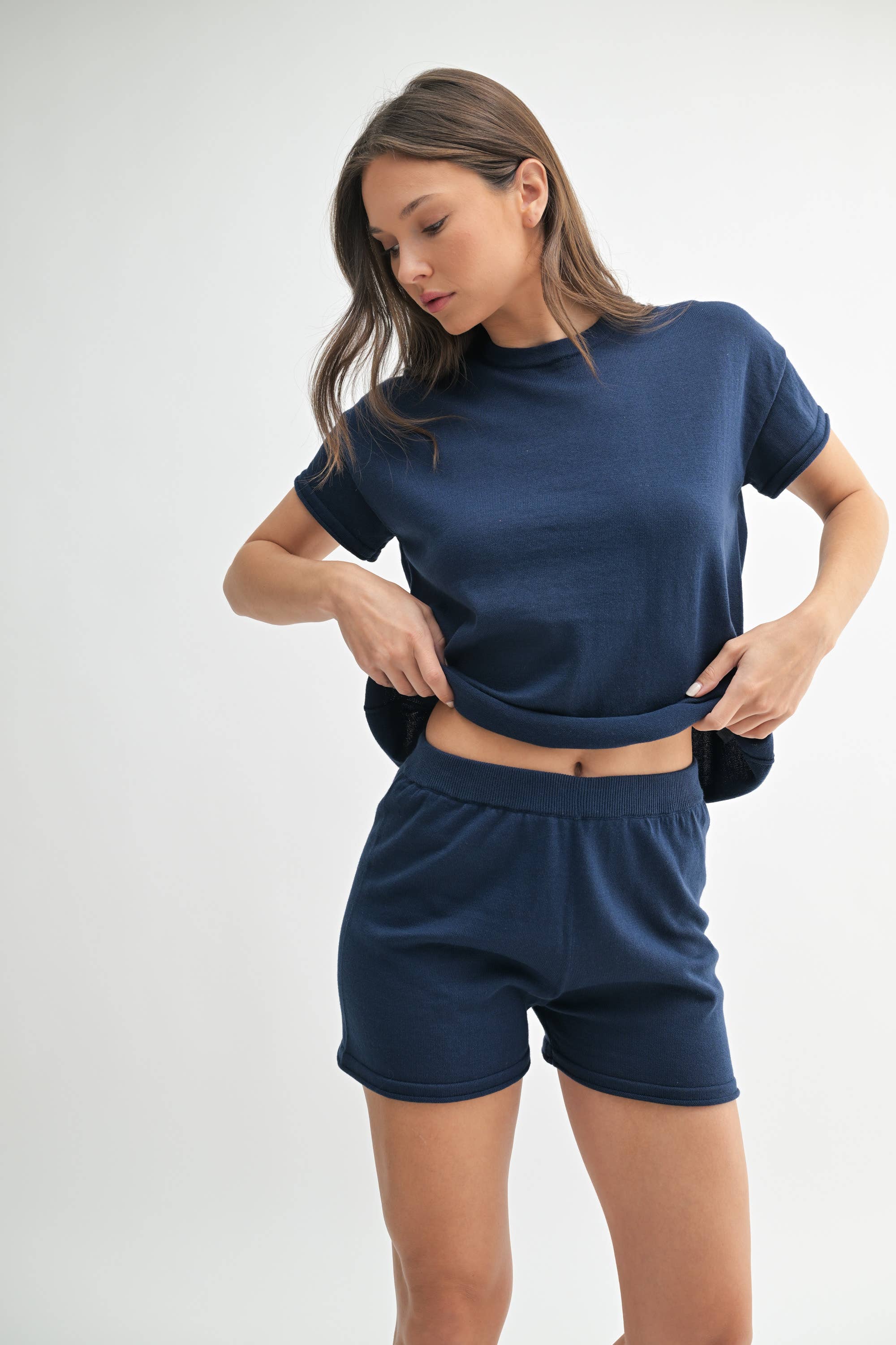 Mono B - Wholesale Lounge Set - Women's - Easy Breezy Sweater Shorts Set5