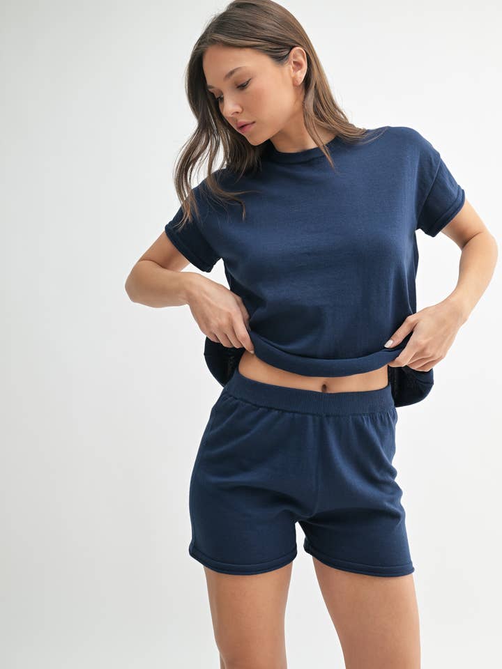 Mono B - Wholesale Lounge Set - Women's - Easy Breezy Sweater Shorts Set5