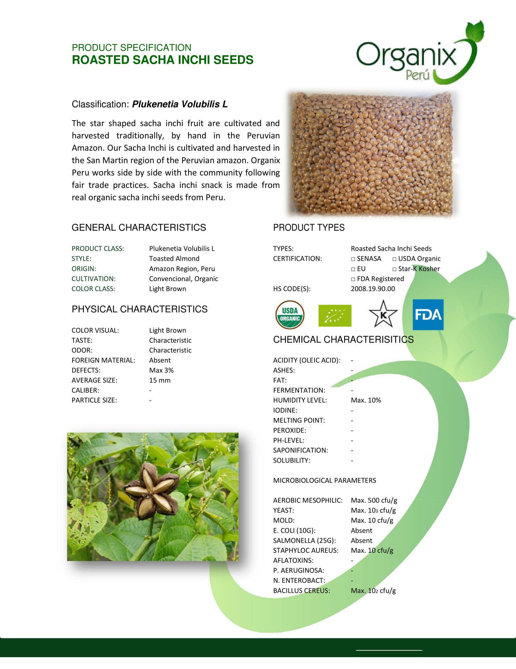 Ganesa Trading - Vente Noix - Graines de Sacha Inchi biologiques du Pérou, USDA3