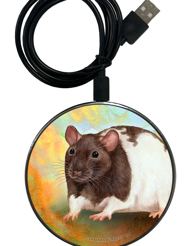 Rat Chocolate and White Hooded - Zoomies Phone Charger for wholesale by Pet Gifts USA, LLC