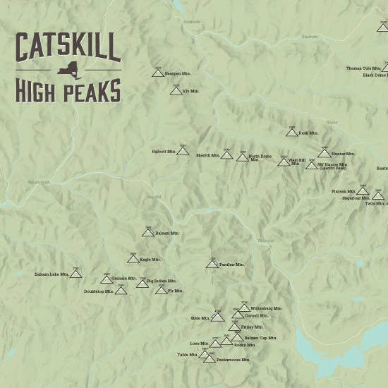 Catskill High Peaks Map 11x14 Print for wholesale by Best Maps Ever