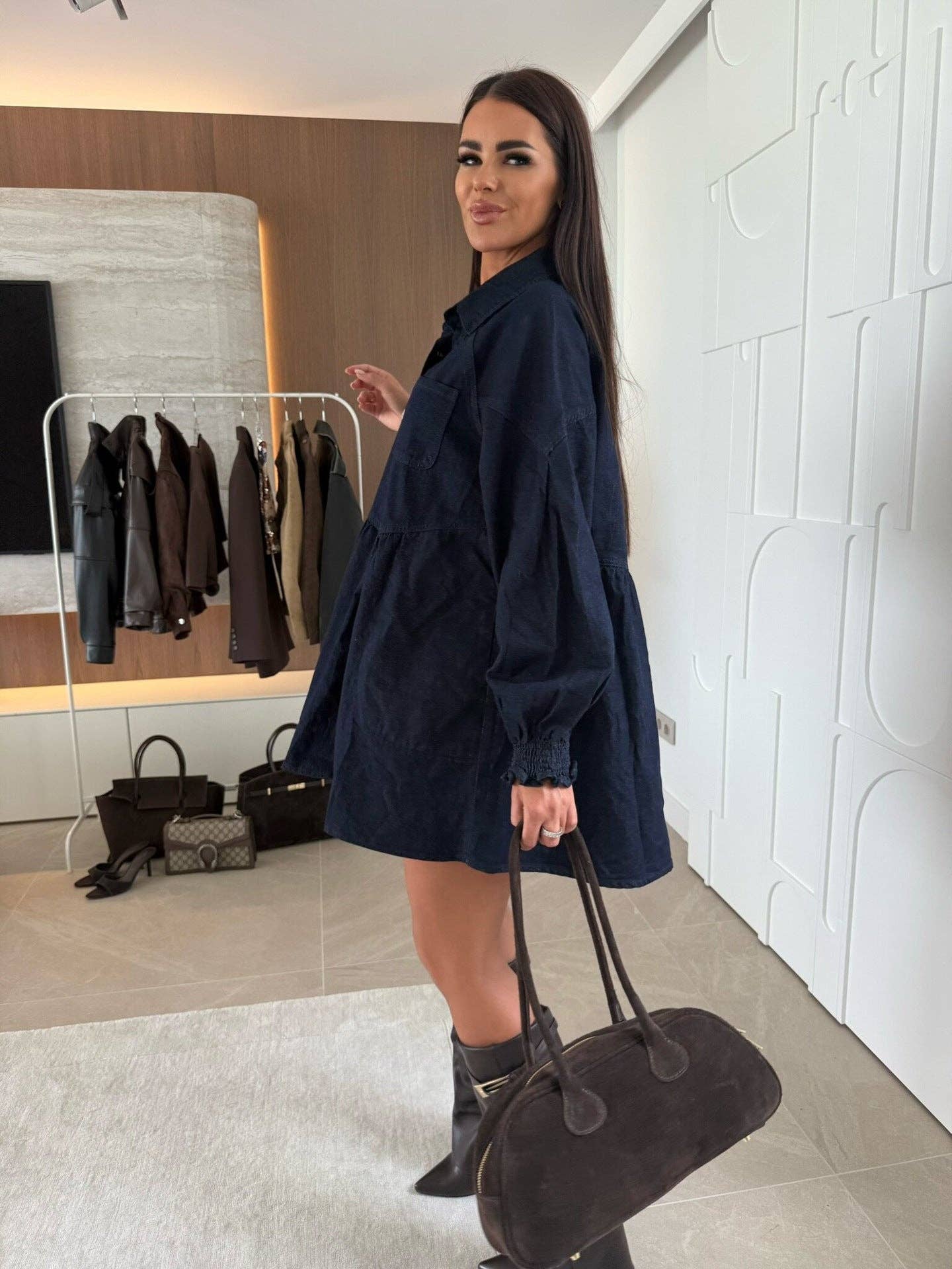 Marayn - Wholesale Dress - Women's - Chic 2025 Western Casual Denim Shirt Dress10