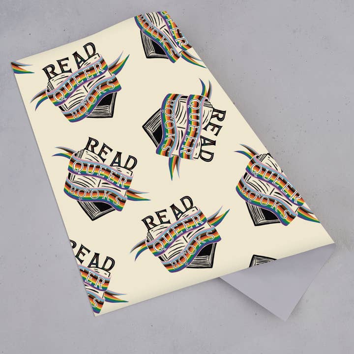 Bookishly - Wholesale Flat Wrap - Read Queer Books Gift Wrap - LGBTQIA+ 100 Sheets