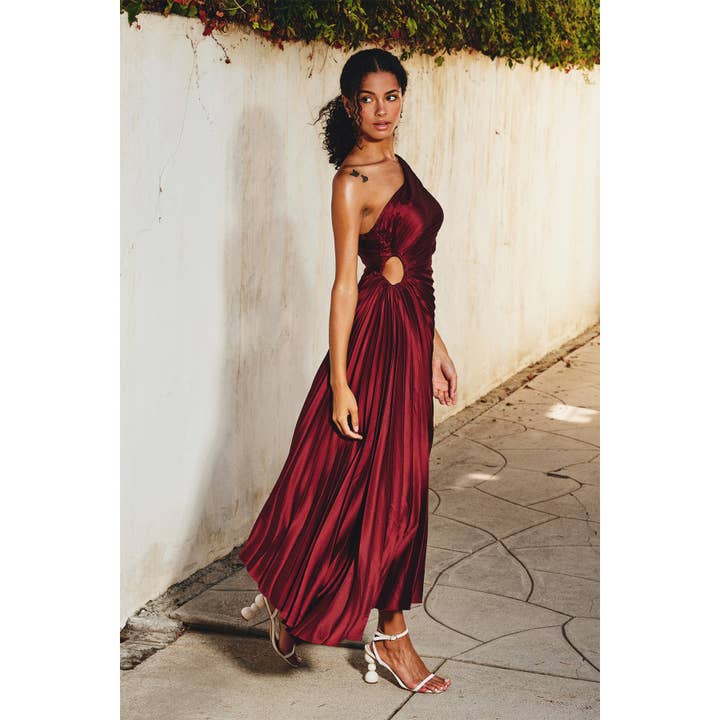 Dress Forum - Wholesale Dress - Women's - Olympia Asymmetrical Pleated Maxi Dress4