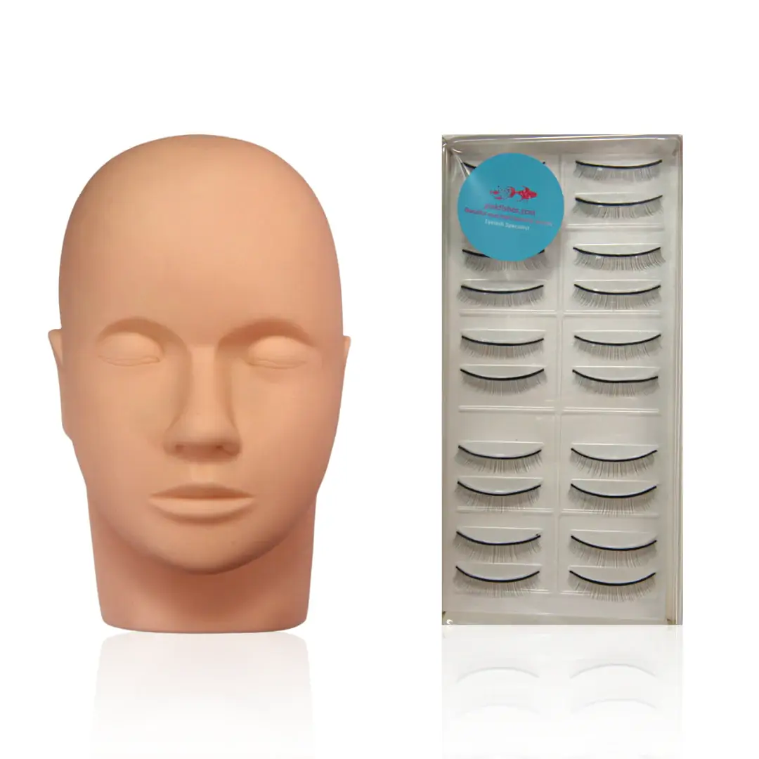 PinkFishes Ltd – wholesale False/fake eyelashes – Mannequin Head and 10 pairs of Training Strip Lashes0