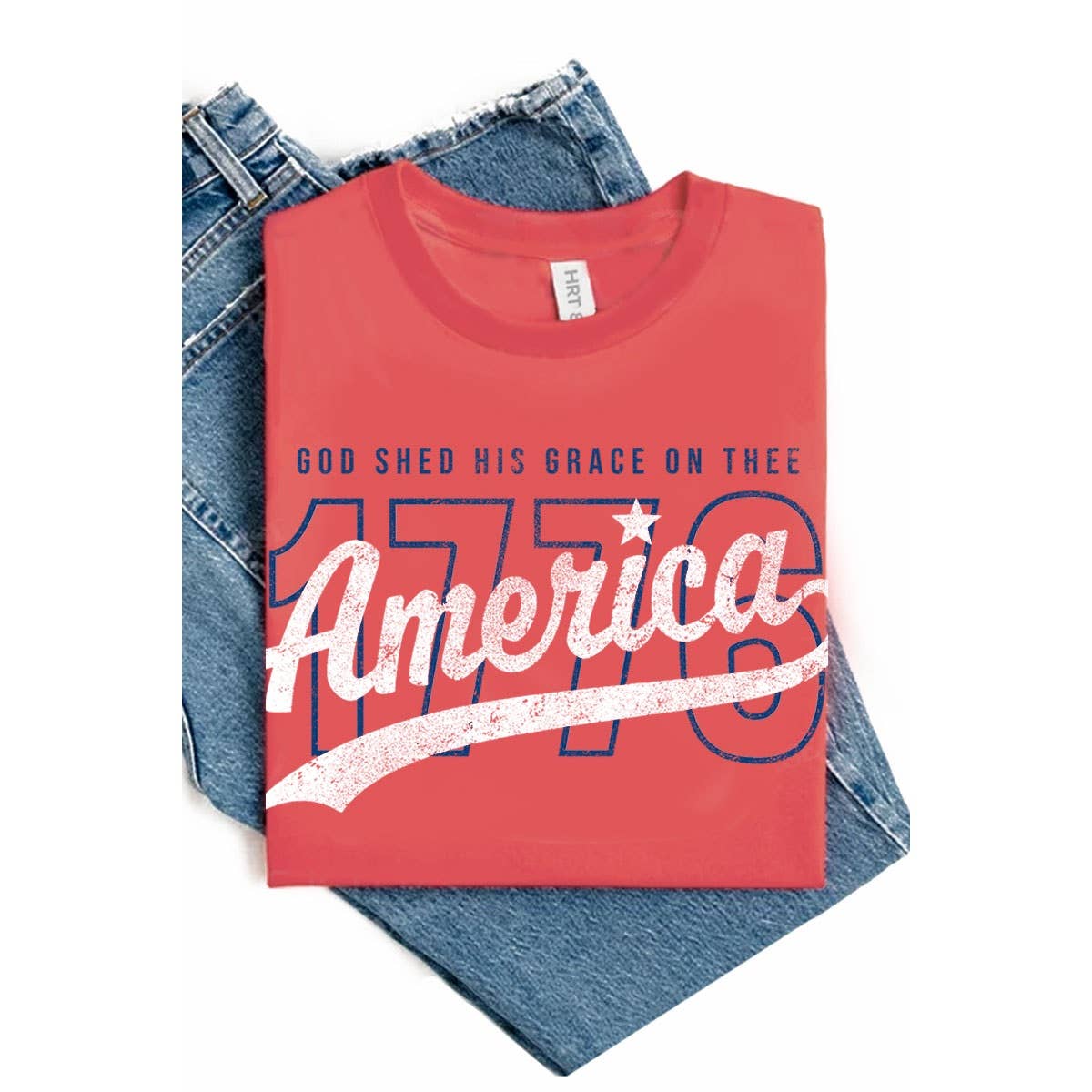 HRTandLUV – wholesale T-shirt (graphic) – women's – GOD SHEED HIS GRACE ON THEE WASHED GRAPHIC TEE