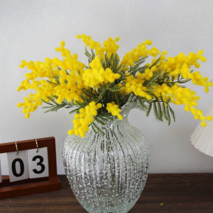 Artificial Yellow Albizia flower small bunch gift for her for wholesale by ACNITE(We cover U.S. import duties)