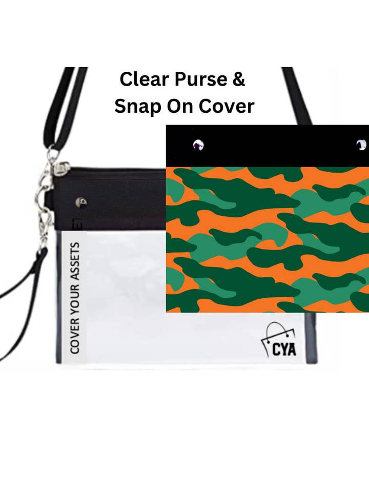 Green & Orange Camo - Wide - Purse & Cover for wholesale by CYA Accessories
