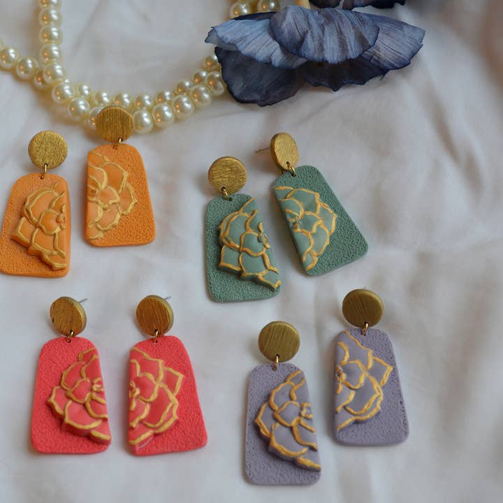 HAndmade Lightweight Clay Statement Earrings for wholesale by Sunnyclayart