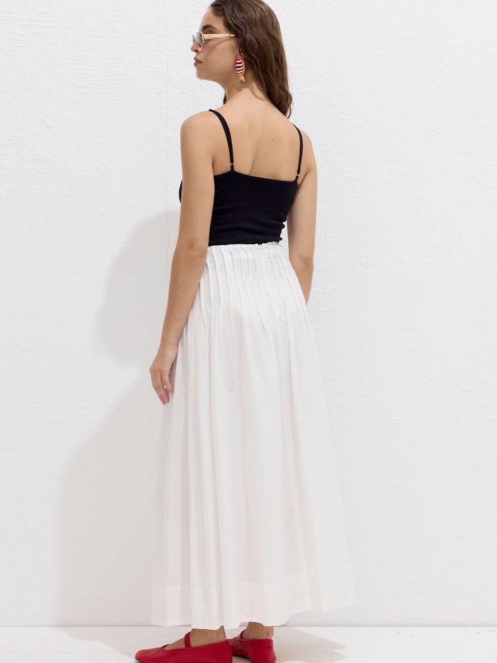 Pleated Voile Skirt Ecru for wholesale on Faire5