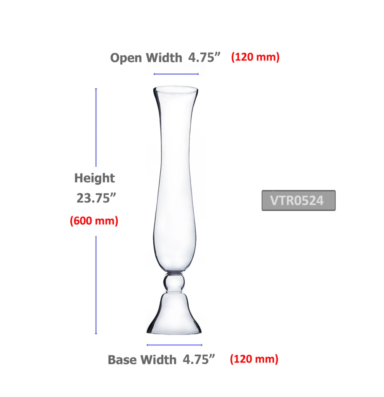 Elan Bazaar - Wholesale Vase - 24" Tall Glass Vases Clear Reversible Trumpet Centerpieces1
