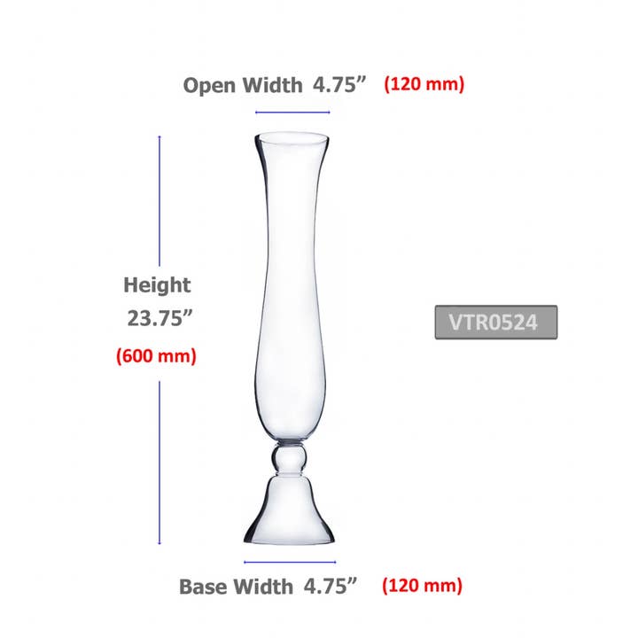 Elan Bazaar - Wholesale Vase - 24" Tall Glass Vases Clear Reversible Trumpet Centerpieces1