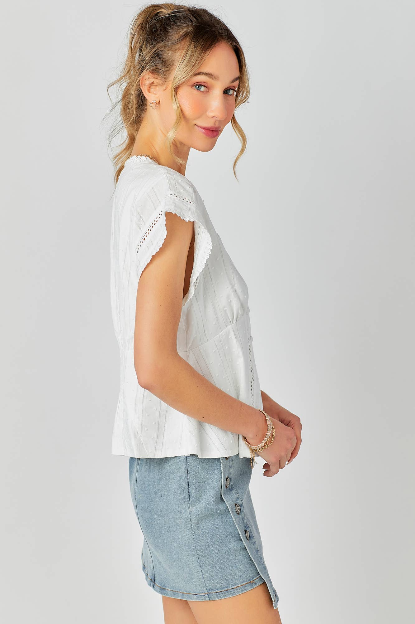 BABY PINK - Wholesale Knit Top - Women's - Lace Combo Peplum Top18