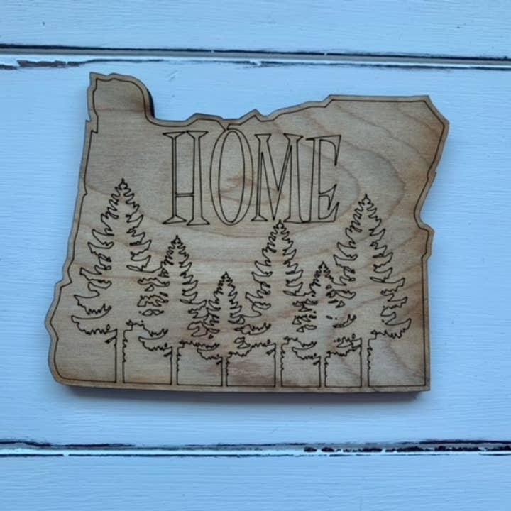 Oregon "Home" Shape Birch Magnets for wholesale by The HNB House