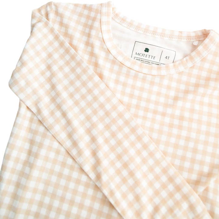 Motette - Wholesale Sleepwear Set - Kids - Sandstone Gingham Bamboo Toddler Pajama Set4
