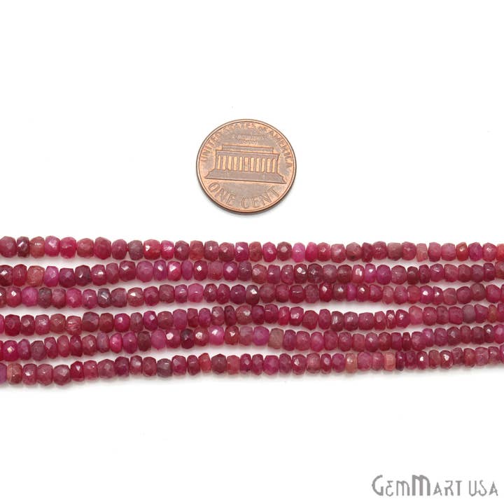 GemMartUSA - Wholesale Beads - Ruby Rondelle Beads,13Inch Natural Gemstone Strand,3-4mm1