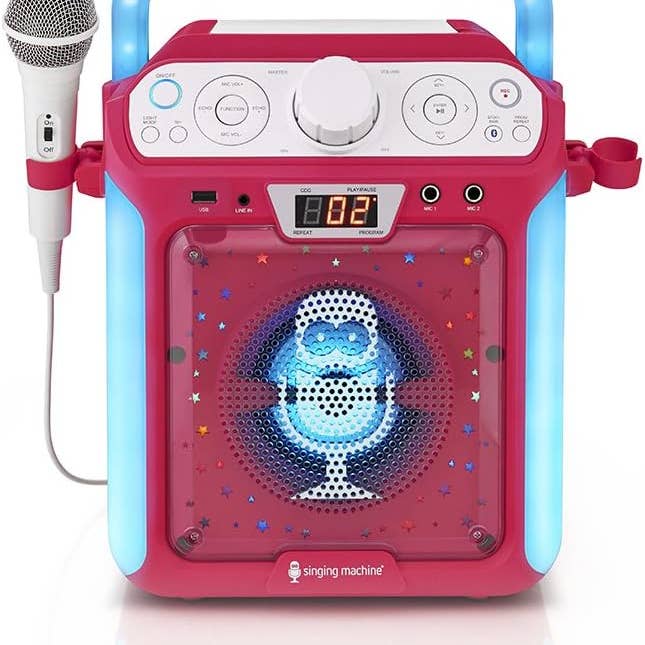 My Wholesale Warehouse - Wholesale Speakers - Singing Machine SML682BTP Bluetooth and CD Karaoke Machine with LED Lights and Microphone