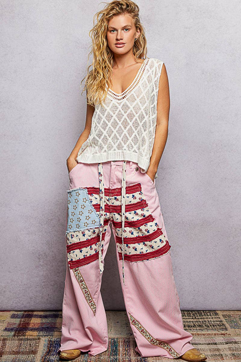 Pol Clothing - Wholesale Knit Top - Women's - V-neck Diamond Weave Crochet Sleeveless Knit Top 21