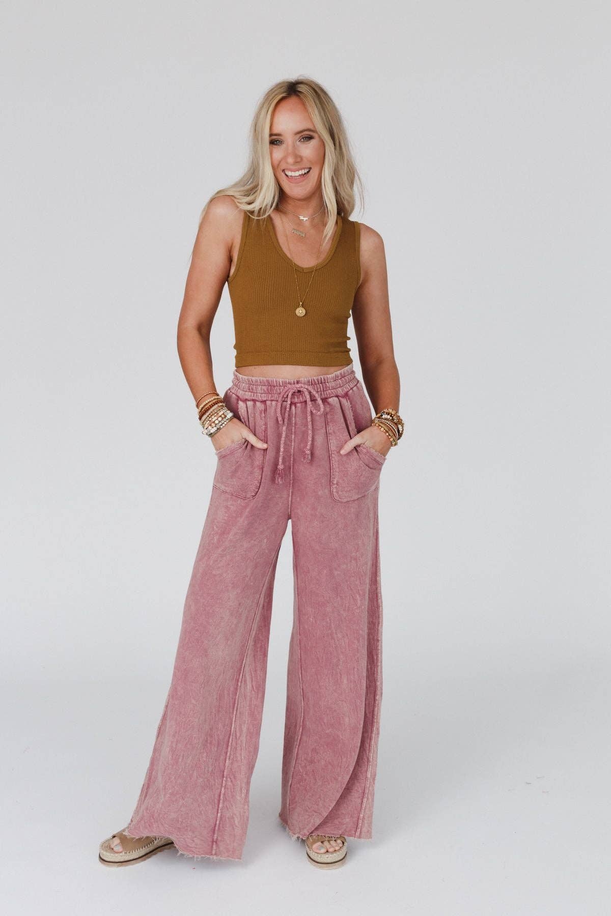 Three Bird Nest - Vente Pantalon – femme - Pantalon à jambes larges Relaxing Robin - New Mauve8