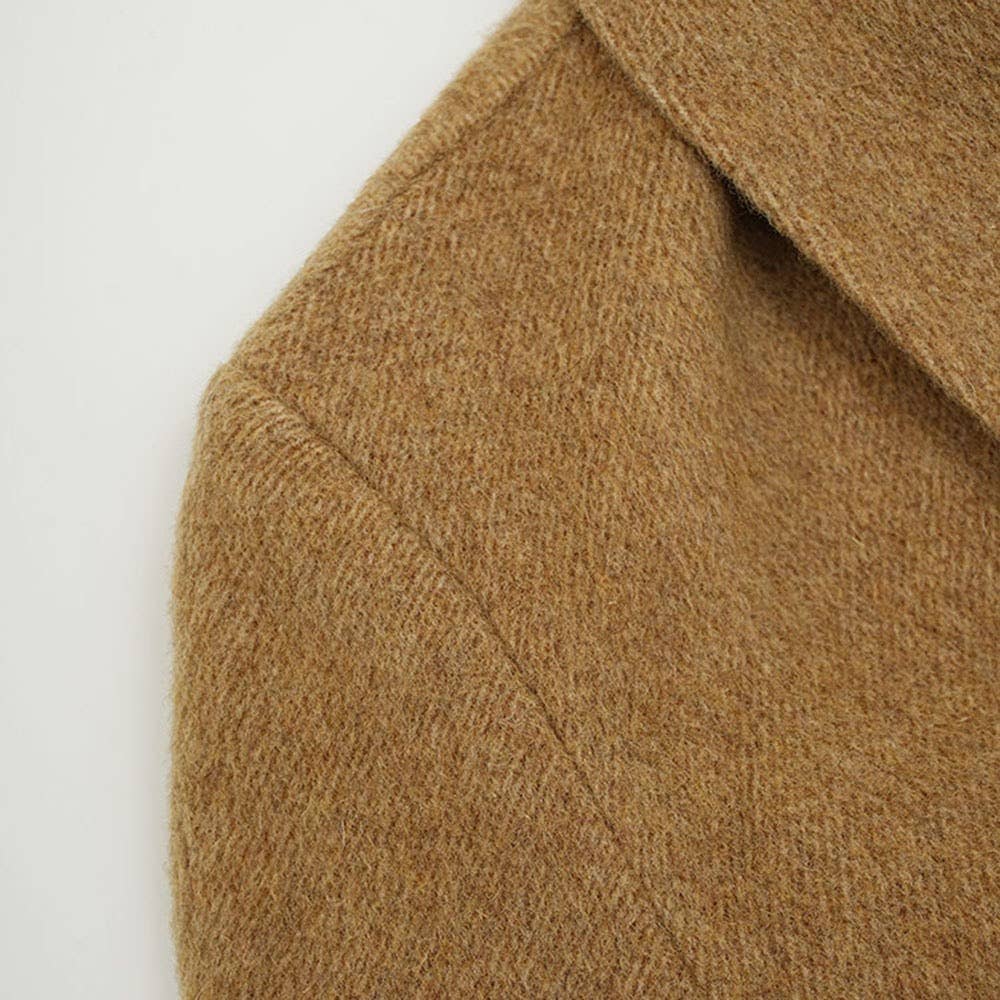 Colorea como imágenes Abrigo Blazer de Lana CT111 Otoño con Diseño de Solapa de Bufanda Combinada de venta al por mayor en Faire7