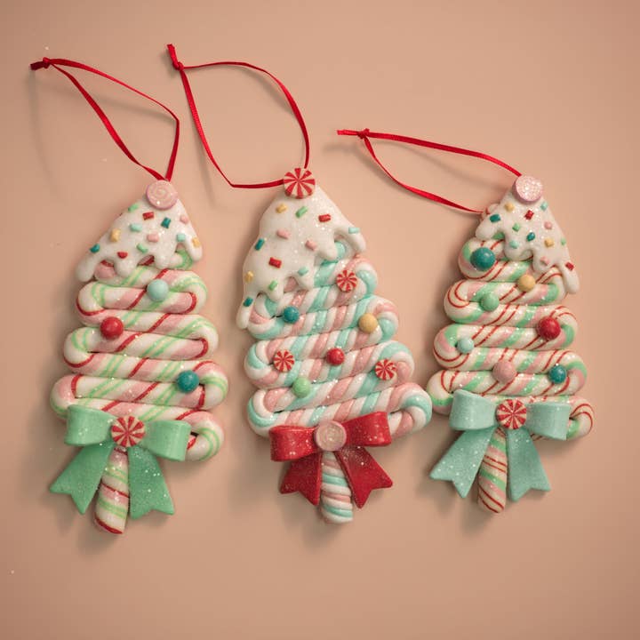 5.5"H Candy Stripe Christmas Tree Ornaments for wholesale by LINSPIRE