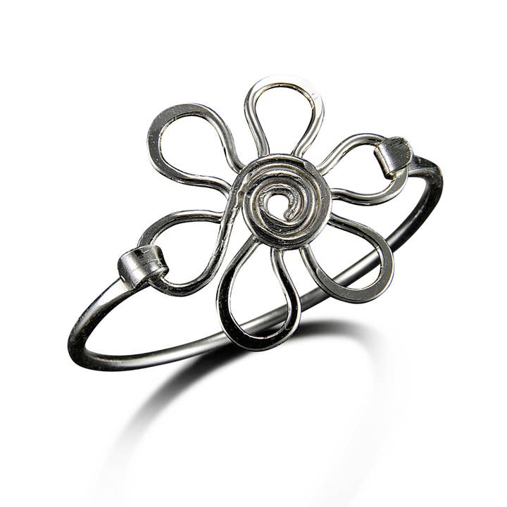 Silver Plated Bangle - Daisy for wholesale by Anju Jewelry