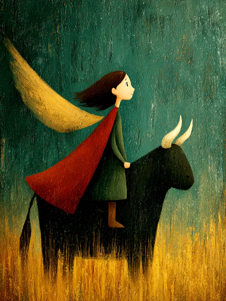 Texas Terry Fairy Riding a Bull - Fairycore 8"x10" Artwork for 11"x14" Frame for wholesale by Mowbi