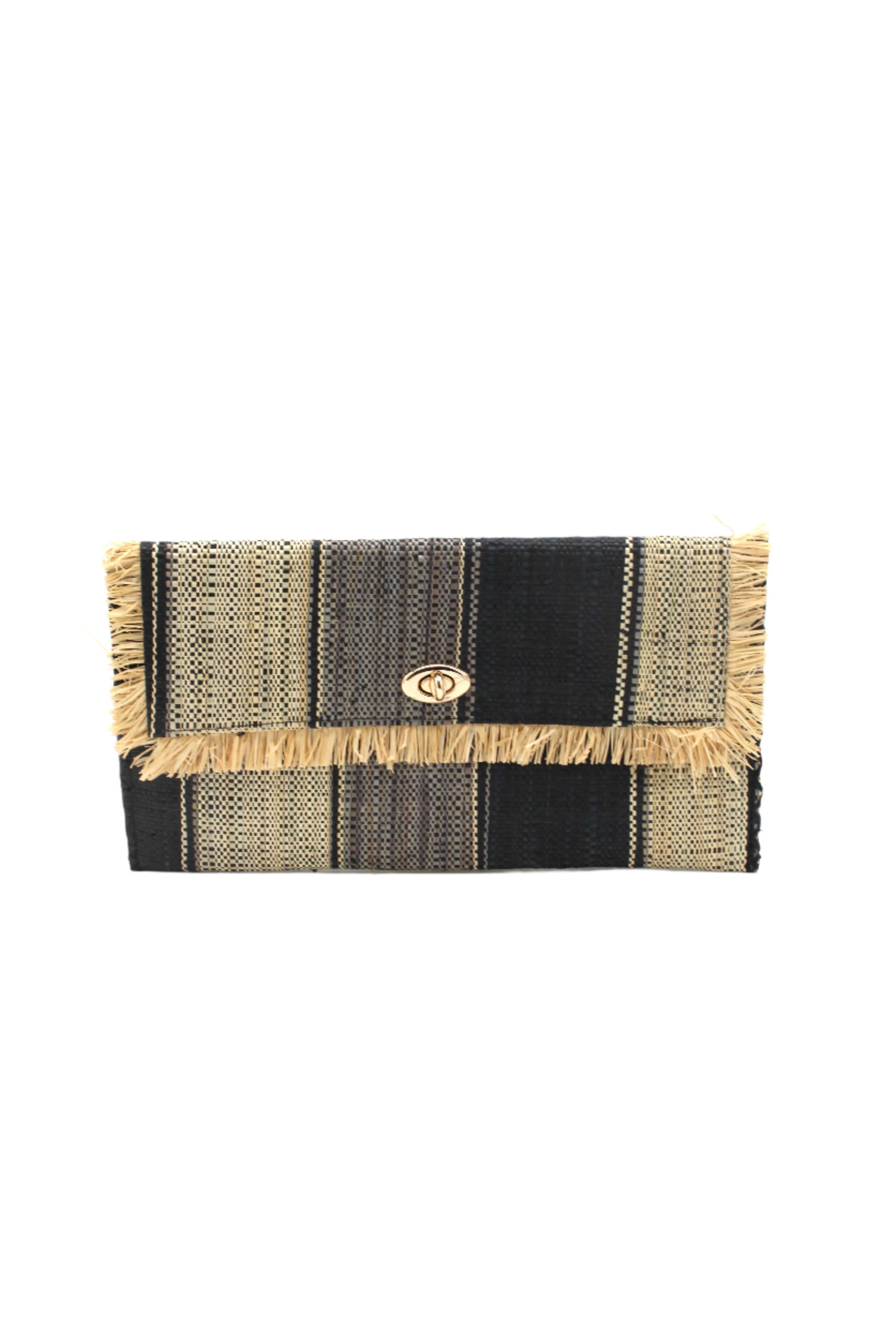Shebobo - Vente Pochette – femme - Pochette Sophie en paille avec bordure à franges brutes2