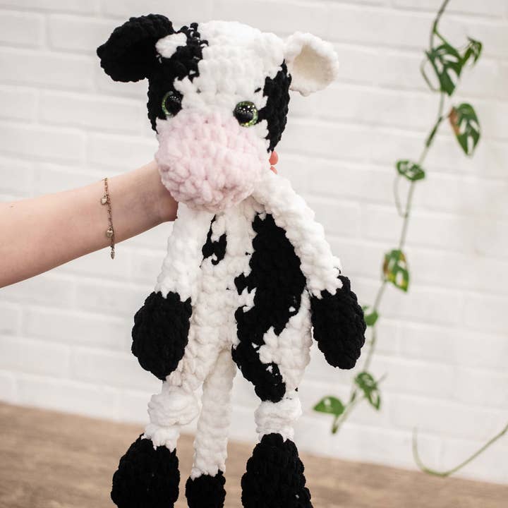 The McGarvey Workshop - Wholesale Stuffed/Plush Toy - Kids & Baby - Chocolate Milk Cow Lovey, Cow Stuffed Animal, Crochet Brown and White Cow Snuggler,8