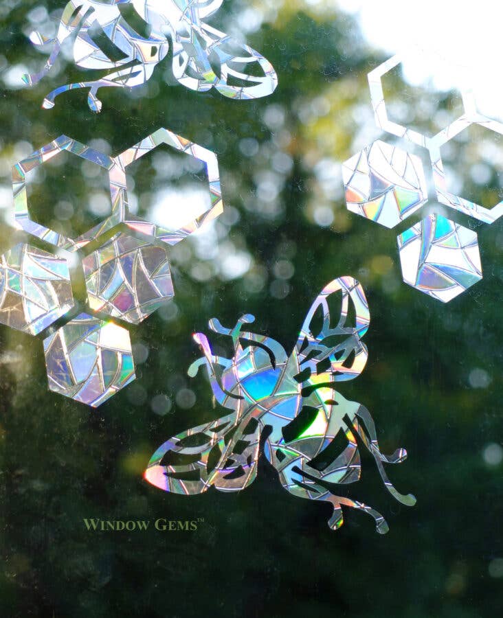 Window Gems - Wholesale Suncatcher - HoneyBee Window Decals  Prismatic Suncatchers protect birds2